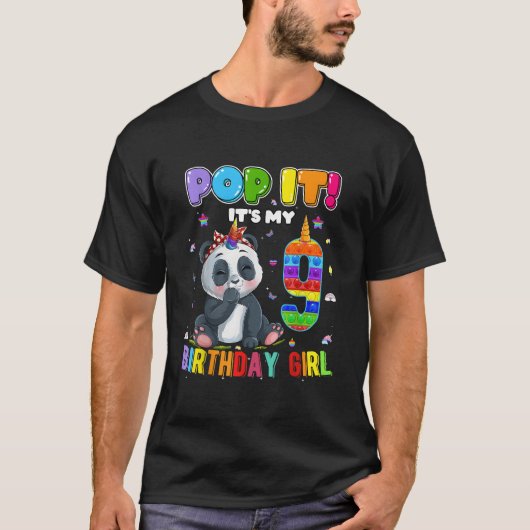 I'M 9 9Th Panda Unicorn Pop It T-shirt (Voorkant)