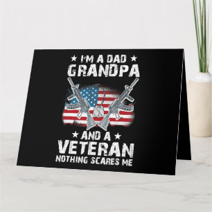Im A Dad Grandpa and a Veteran USA Flag Veteran Fa Kaart