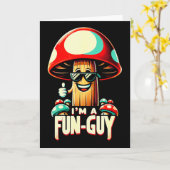 I'm A Fun-guy' - Amusing Mushroom Enthusiast's Fun Kaart (Gele Bloem)