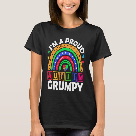 I'm a Proud Autism Grumpy  Rainbow Autism Awarenes T-shirt (Voorkant)
