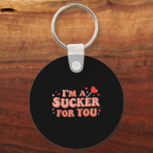 Im A Sucker For You Retro Valentines Day Funny Say Sleutelhanger (Voorkant)