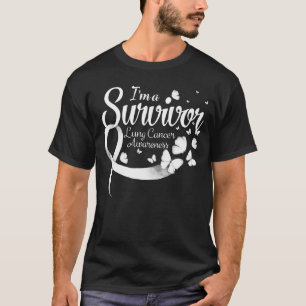 I'm A Survivor Lung Cancer Awareness Butterfly Rib T-shirt