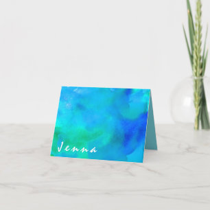 I'M AQUA WATERCOLOR Bat Mitzvah Thank You Card Notitiekaartje