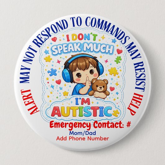 I'm autistic non verbal pin Button badge (Voorkant)