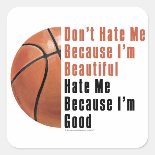 Im Beauful Im Good Basketball Vierkante Sticker (Voorkant)