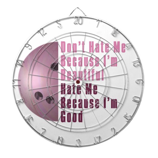 Im Beauful Im Good Bowling roze Dartbord (Voorkant)