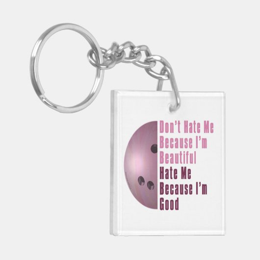 Im Beauful Im Good Bowling roze Sleutelhanger (Voorkant Links)