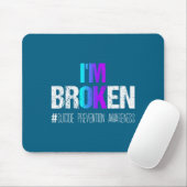 I'm Broken Teal &amp; Purple Ribbon Suicide Preven Muismat (Met muis)