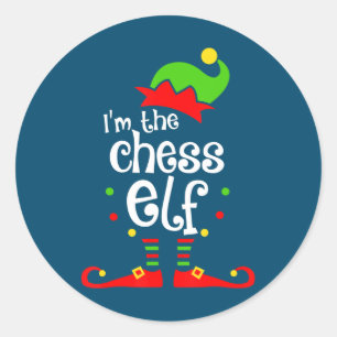 im chess elf xmas familie vriend kerstcadeau ronde sticker