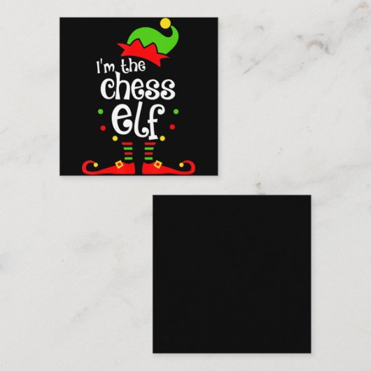 im chess elf xmas familie vriend kerstcadeau vierkante visitekaartje (Voorkant / Achterkant)