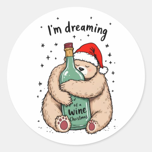 I'm Dreaming of a Wine Christmas  Ronde Sticker (Voorkant)