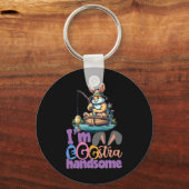 Im Eggstra Handsome Bunny Fishing B Fish Easter Da Sleutelhanger (Voorkant)