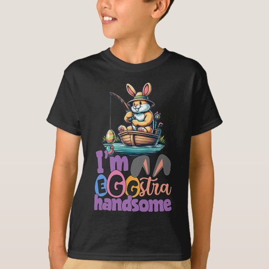 Im Eggstra Handsome Bunny Fishing B Fish Easter Da T-shirt (Voorkant)