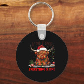 I'm Fine Everything Is Fine Funny Christmas Highla Sleutelhanger (Voorkant)