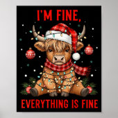 Im Fine Everything Is Fine Funny Christmas Highlan Poster (Voorkant)