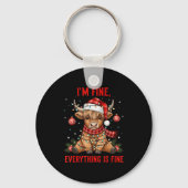 Im Fine Everything Is Fine Funny Christmas Highlan Sleutelhanger (Voorkant)