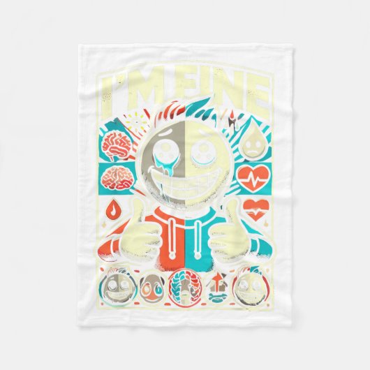 I'm Fine Help Depression Anxiety Mental Health Awa Fleece Deken (Voorkant)