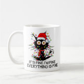 "I'm Fine" Holiday Stress Black Cat Mug  (Gauche)