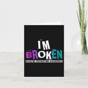 IM Gebroken Blauwgroen & Paarse lint Zelfmoord Kaart