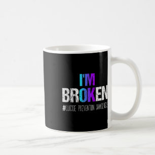 IM Gebroken Blauwgroen & Paarse lint Zelfmoord Koffiemok