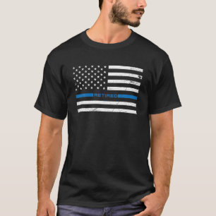 IM Gepensioneerde politieagent Amerikaanse vlag Th T-shirt
