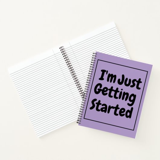 "I'm Just Getting Started" Phrase Black Lettering Notitieboek (Binnen)