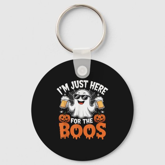 I'm Just Here For The Boos Funny Halloween Ghost Sleutelhanger (Voorkant)