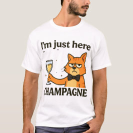 I'm Just Here for the Champagne – Grumpy Party Cat T-shirt