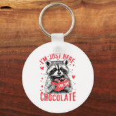 I'm Just Here For The Chocolate Funny Raccoon Vale Sleutelhanger (Voorkant)