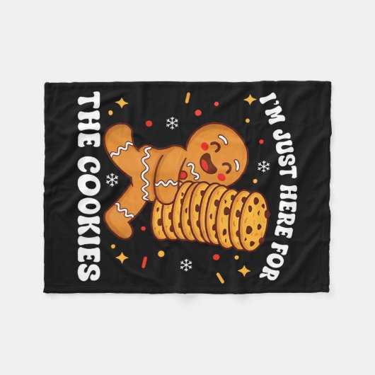 I'm Just Here For The Cookies Gingerbear  Fleece Deken (Voorkant (Horizontaal))