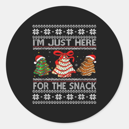 I'm Just Here For The Snack Christmas Cakes Debbie Ronde Sticker (Voorkant)