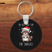 I'm Just Here For The Snacks Christmas Raccoon  Sleutelhanger (Voorkant)