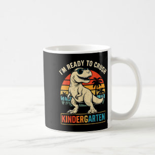 Im klaar om de kindergarten dinosaur terug te bren koffiemok