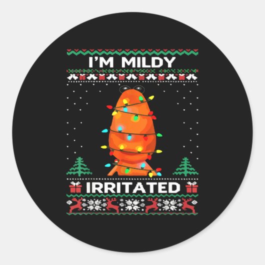 I'm Mildly Irritated Marcus The Worm Christmas Fun Ronde Sticker (Voorkant)