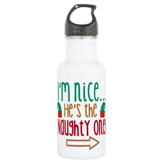 Im Nice Hes Naughty Elf Pet Waterfles (Voorkant)