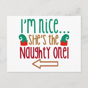 Im Nice Shes Naughty Elf Pet Briefkaart