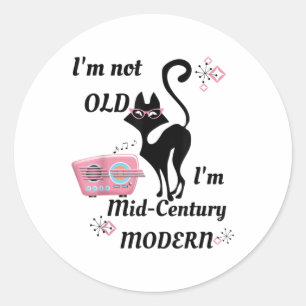 IM niet oud In het midden van de eeuw moderne retr Ronde Sticker