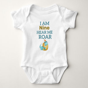 I'm Nine Hear Me Roar Personalized T-Rex Birthday Romper