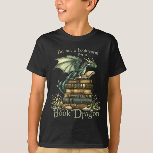 I'm Not A Bookworm I'm A Book Dragon T-shirt (Voorkant)