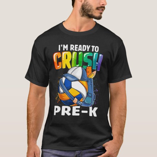 I'm Ready To Crush Pre K Volleyball Boys Kids Back T-shirt (Voorkant)