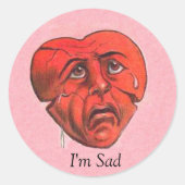 I'm Sad Crying Heart Face Ronde Sticker (Voorkant)