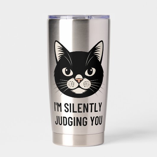 I'm Silently Judging You Funny Black Cat Sarcastic Geïsoleerde Drinkbeker (Voorkant)