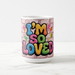 I'm So Loved Graffiti Tag in Light Pink Brick Koffiemok