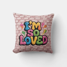 I'm So Loved Graffiti Tag in Light Pink Brick Kussen