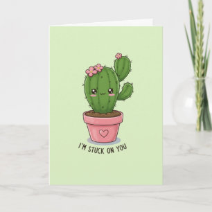 I'm Stuck On You: Schattigee Cactus Valentijnsdag Kaart