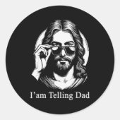 I'm Telling Dad Jesus Sungles Faith Humor Ronde Sticker (Voorkant)