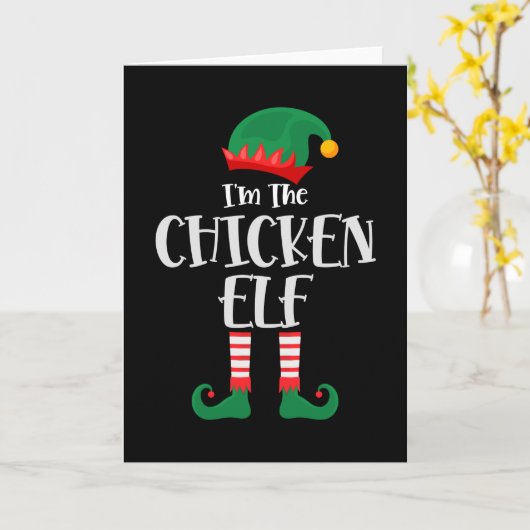 Im the Chicken Elf Matching Kerstmis Kaart (Gele Bloem)