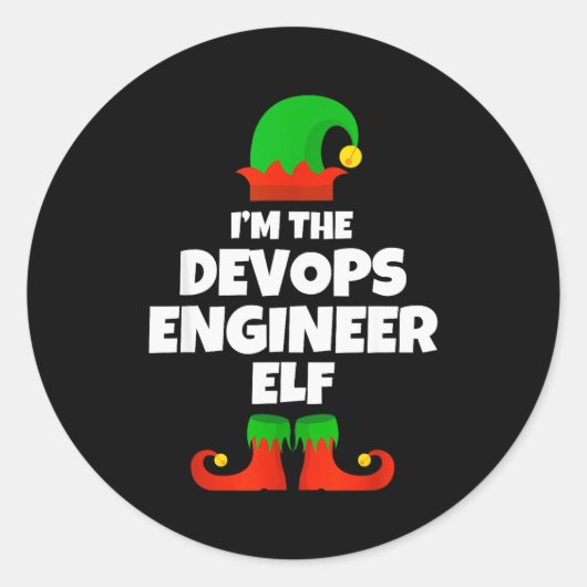 I'm The Devops Engineer Elf Family Pajama Christma Ronde Sticker (Voorkant)