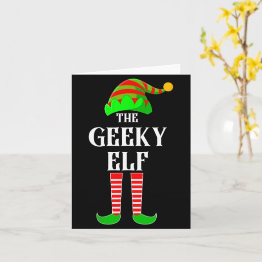 I'm The Geeky Elf Family Matching Costume Christma Kaart (Gele Bloem)