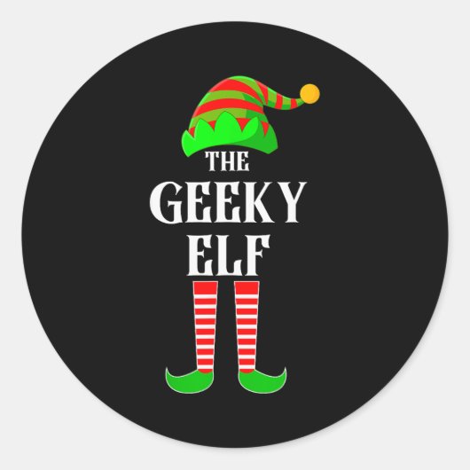 I'm The Geeky Elf Family Matching Costume Christma Ronde Sticker (Voorkant)